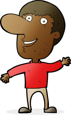 Bir insan tarafından çizilmiş çizgi film el sallayan adam.