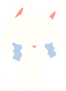 Bir insan tarafından çizilmiş düz renkli çizgi film kedisi.