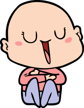 Bir insan tarafından çizilmiş mutlu, kel adam.