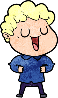 Bir insan tarafından çizilmiş gülen karikatür adam.