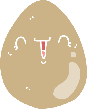 Bir insan tarafından çizilmiş düz renkli çizgi film yumurtası.