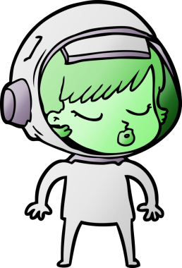 Bir insan tarafından çizilmiş güzel astronot kız.