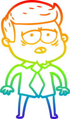 Gökkuşağı gradyan çizgi çizimi bir insan tarafından çizilmiş yorgun bir adam