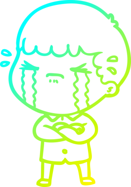 Bir insan tarafından çizilmiş ağlayan bir çizgi film karakteri çizimi.