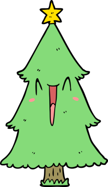 Bir insan tarafından çizilmiş karikatür noel ağacı