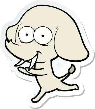 Bir insan tarafından çizilmiş mutlu bir filin çıkartması.