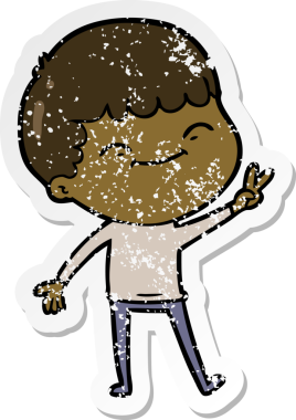 Bir insan tarafından çizilmiş mutlu bir çocuğun sıkıntılı çıkartması.