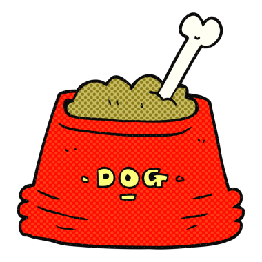 Bir insan tarafından çizilmiş serbest çizim köpek maması kasesi.