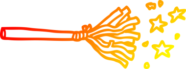 Bir insan tarafından çizilmiş sihirli süpürge sopalarının sıcak çizgi çizimi