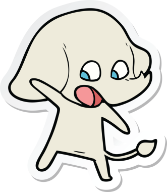 Bir insan tarafından çizilmiş şirin bir fil çıkartması.