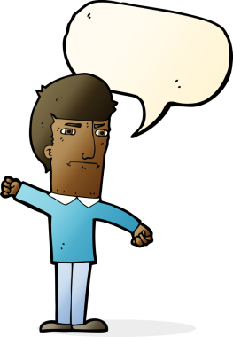 Bir insan tarafından çizilmiş konuşma balonlu kızgın adam çizgi filmi.