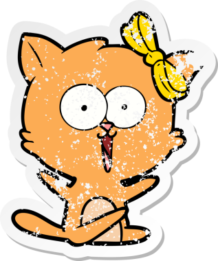 Bir insan tarafından çizilmiş karikatür bir kedinin sıkıntılı çıkartması.