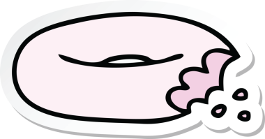 Bir insan tarafından çizilmiş garip bir el yazısı ısırılmış çizgi film çöreği.