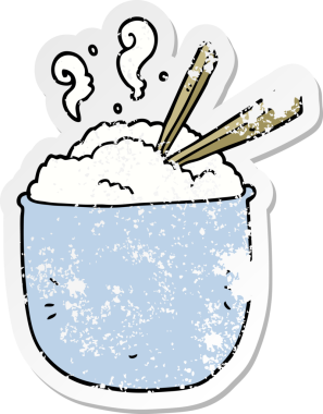 Bir insan tarafından çizilmiş pirinç kasesinin sıkıntılı çıkartması.