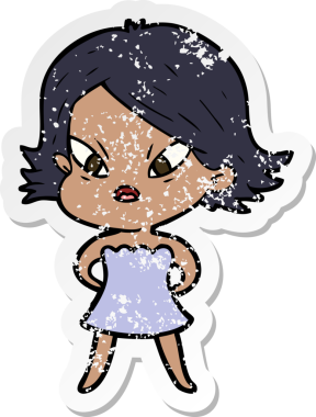 Bir insan tarafından çizilmiş stresli bir karikatür çıkartması.