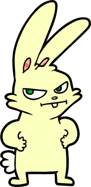 Bir insan tarafından çizilmiş çizgi film tavşanı