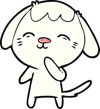 Bir insan tarafından çizilmiş mutlu çizgi film köpeği.