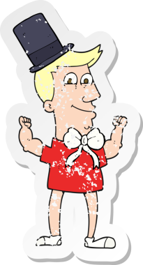 Bir insan tarafından çizilmiş bir adamı kutlayan karikatürün gerilimli yapıştırması.