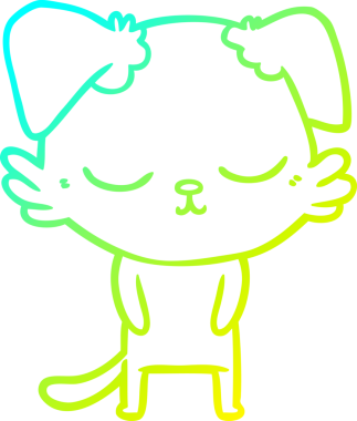 Bir insan tarafından çizilmiş şirin bir çizgi köpeğin soğuk gradyan çizgisi.