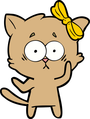 Bir insan tarafından çizilmiş çizgi film kedisi.