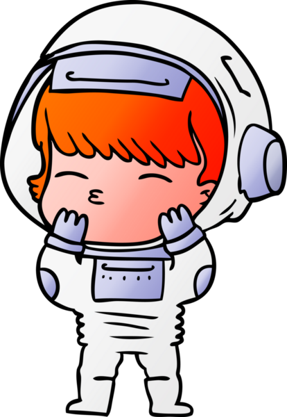 Bir insan tarafından çizilmiş meraklı astronot çizgi filmi.