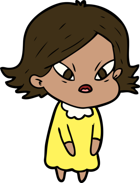 Çizgi film bir insan tarafından çizilmiş stresli kadın.