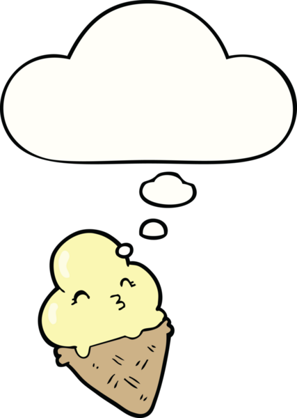 Bir insan tarafından çizilmiş düşünce balonlu karikatür dondurması.