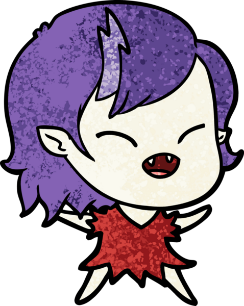 Bir insan tarafından çizilmiş gülen vampir kız çizgi filmi.