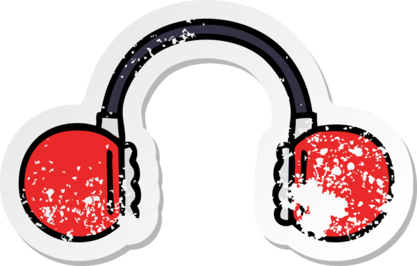 Bir insan tarafından çizilmiş sevimli bir çizgi film kulaklığının sıkıntılı çıkartması.