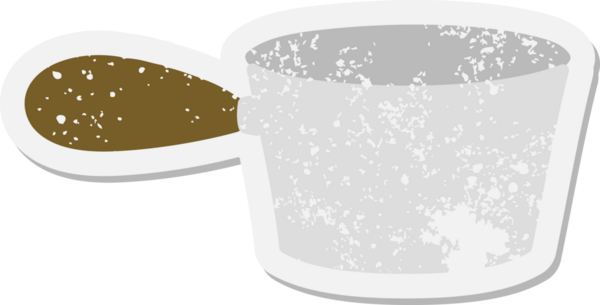 Bir insan tarafından çizilmiş eski metal tencere grunge çıkartması.