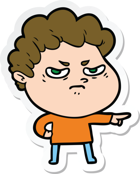 Bir insan tarafından çizilmiş kızgın bir adamın çıkartması.