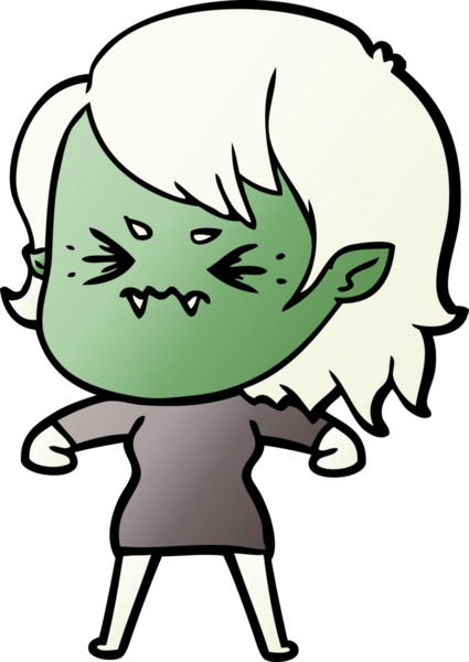 Bir insan tarafından çizilmiş kızgın vampir kız.