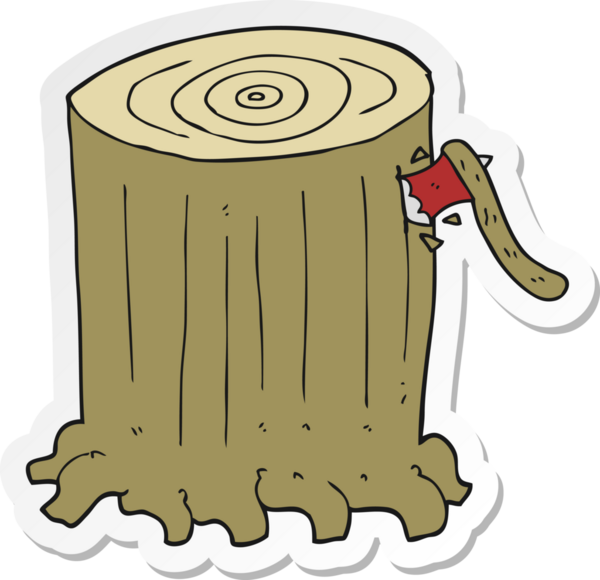 Bir insan tarafından çizilmiş büyük ağaç kütüğünün çıkartması.