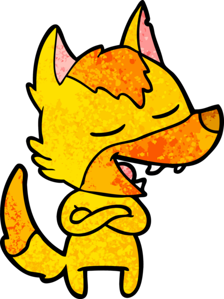 Bir insan tarafından çizilmiş tilki çizgi film karakteri