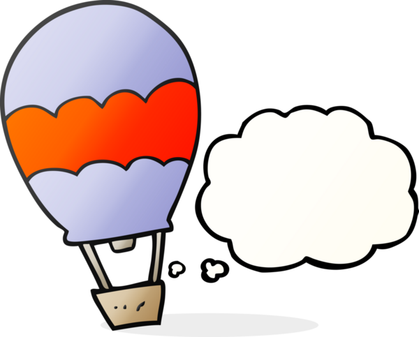 Bir insan tarafından çizilmiş serbest düşünce balonu karikatürü sıcak hava balonu