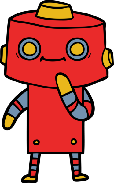 Bir insan tarafından çizilmiş çizgi film robotu