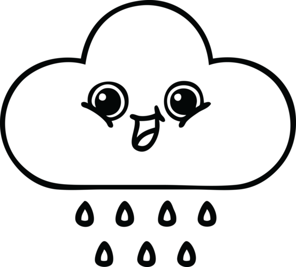 Bir insan tarafından çizilmiş yağmur bulutunun çizgi çizimi