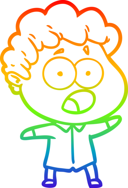 Gökkuşağı gradyan çizgi çizimi Bir insan tarafından çizilmiş şaşırarak nefes nefese bir çizgi film adamı