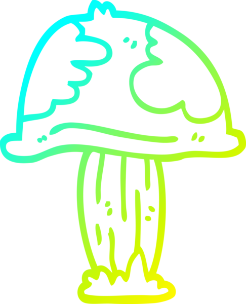 Bir insan tarafından çizilmiş vahşi bir mantarın soğuk gradyan çizimi