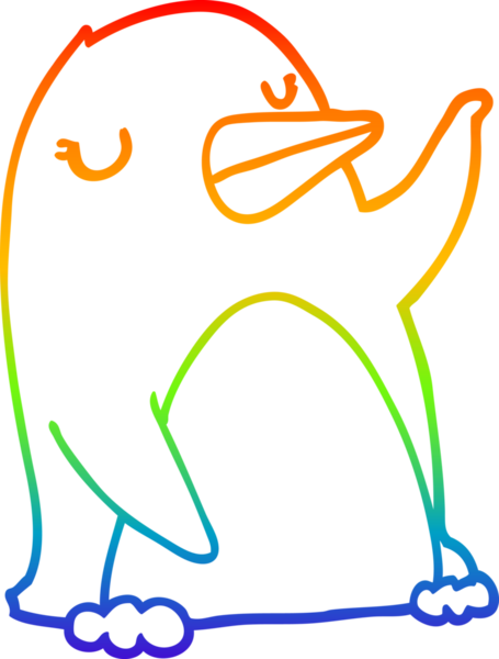 gökkuşağı gradyan çizimi bir insan tarafından çizilmiş bir penguen çizgi