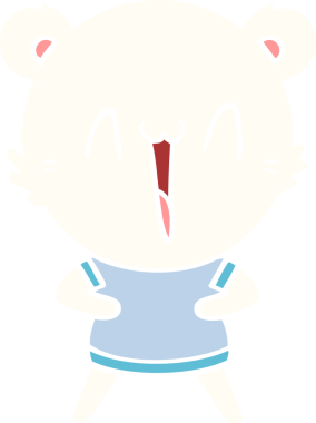 Bir insan tarafından çizilmiş mutlu kutup ayısı düz renkli çizgi film