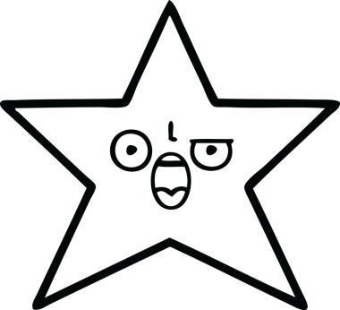 Bir insan tarafından çizilmiş yıldız balığının çizgi çizimi