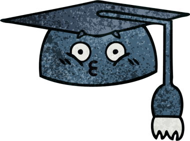 Mezuniyet şapkasının retro grunge deseni bir insan tarafından çizilmiş.