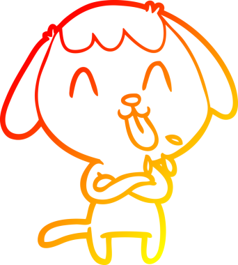 Bir insan tarafından çizilmiş sevimli bir köpeğin sıcak çizgi çizgisi.