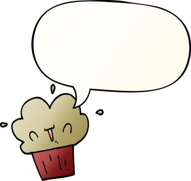 Bir insan tarafından çizilmiş yumuşak eğimli konuşma baloncuklu çizgi film keki.