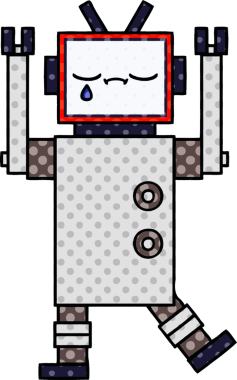 bir insan tarafından çizilmiş bir robotun çizgi roman tarzı