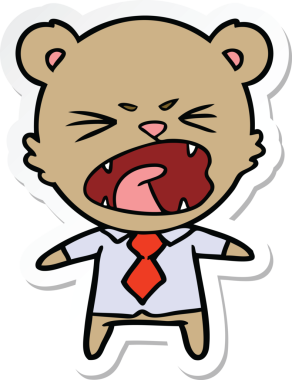 Bir insan tarafından çizilmiş kızgın bir çizgi film ayısının çıkartması.