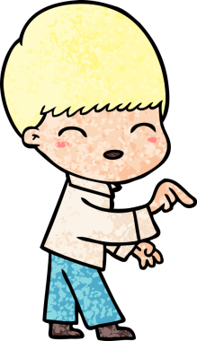 Bir insan tarafından çizilmiş mutlu çizgi film çocuğu.