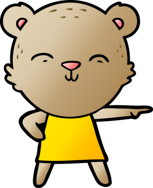 Bir insan tarafından çizilmiş mutlu çizgi film ayısı.