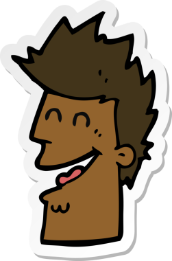 Bir insan tarafından çizilmiş mutlu bir adamın çıkartması.